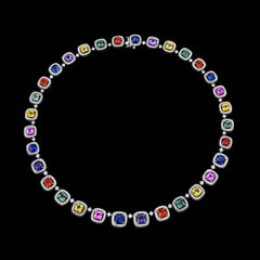 33.58 Carat Multi-Color Sapphires and Diamonds Necklace