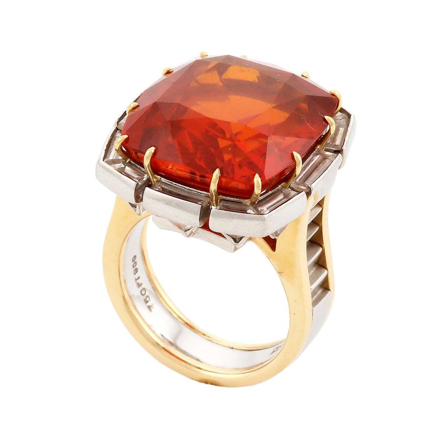 33.58 Carat Orange Sapphire Ring by John Landrum Bryant For Sale
