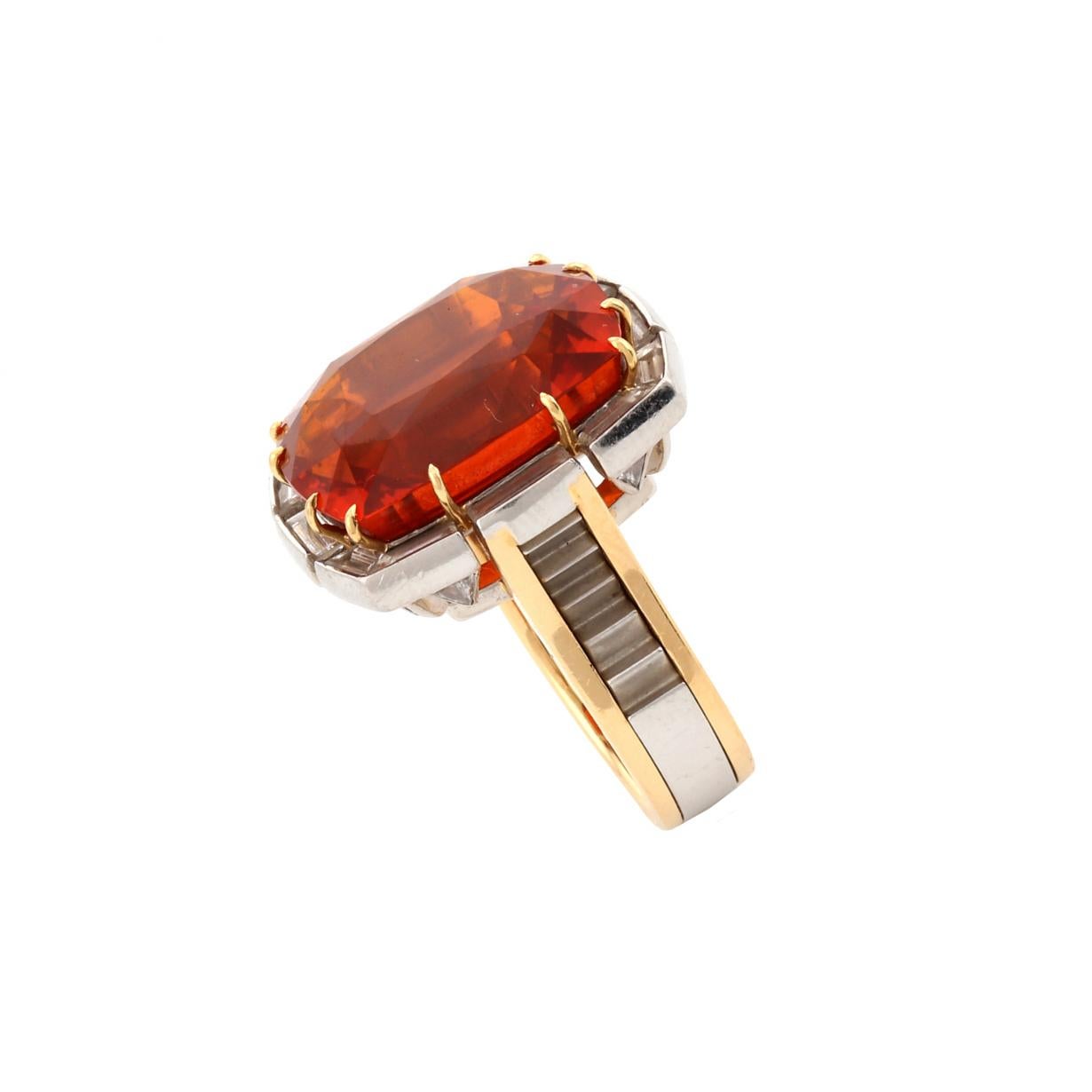 Contemporary 33.58 Carat Orange Sapphire Ring by John Landrum Bryant For Sale