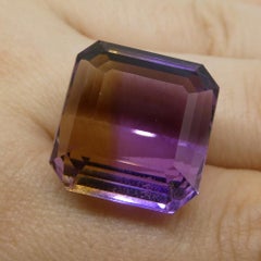 Ametrine carrée 33,59 carats, 100 % naturelle, pierre unique très rare du Brésil