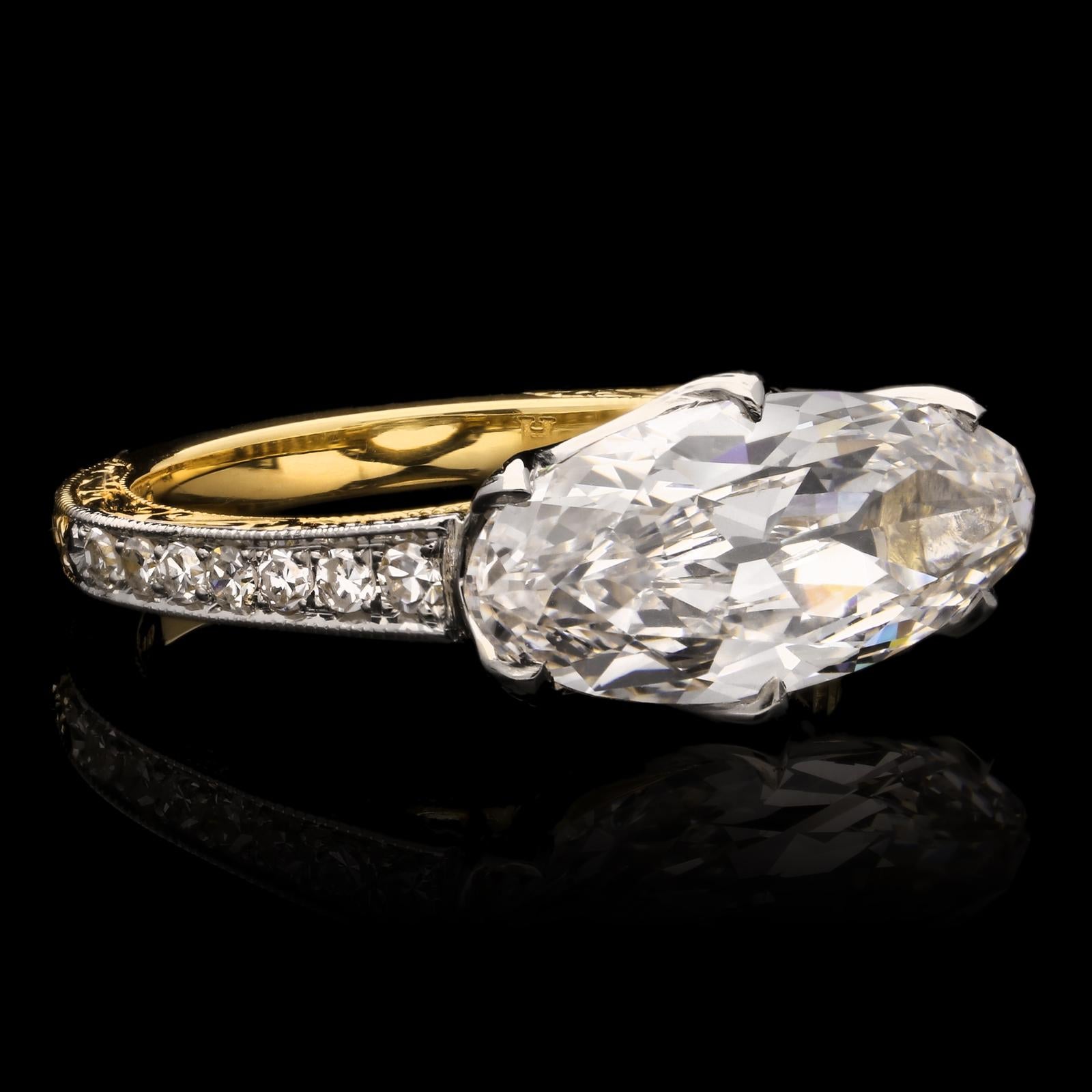 Old Mine Cut 3.35 Carat H VS2 Old Mine Oval Diamond Solitaire Ring by Hancocks