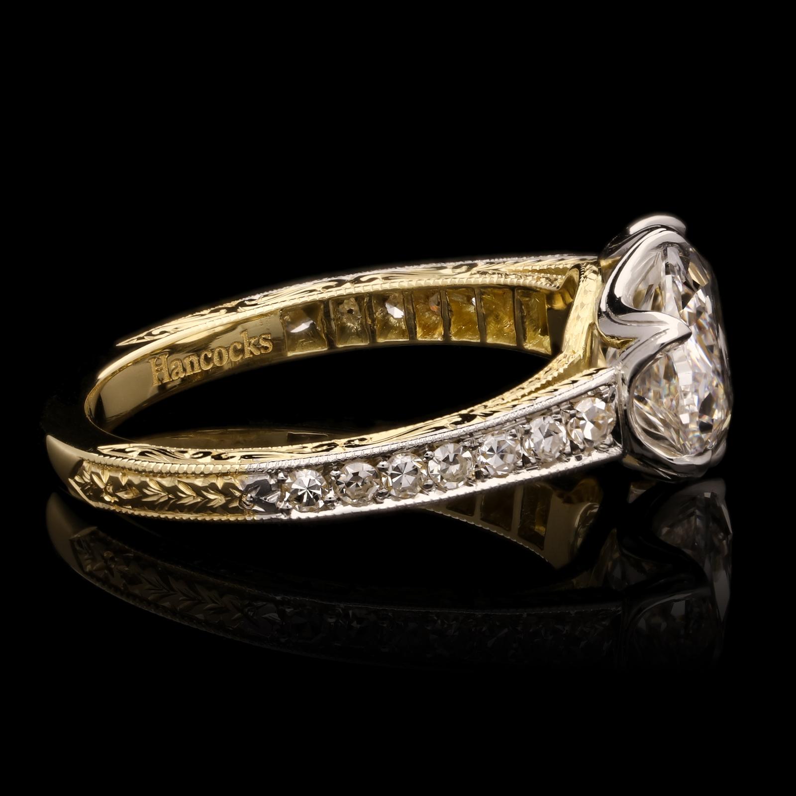 3.35 Carat H VS2 Old Mine Oval Diamond Solitaire Ring by Hancocks In New Condition In London, GB