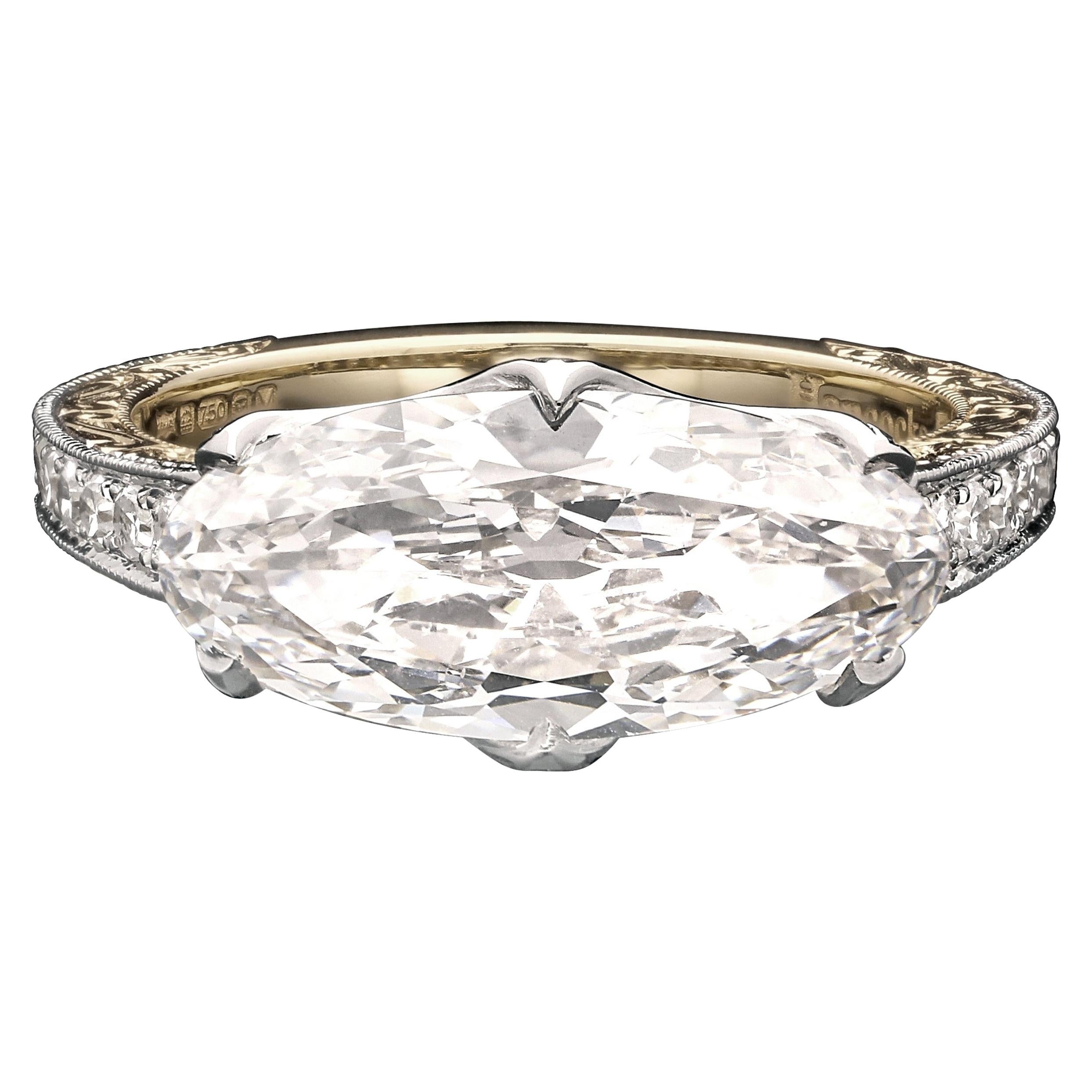 3.35 Carat H VS2 Old Mine Oval Diamond Solitaire Ring by Hancocks