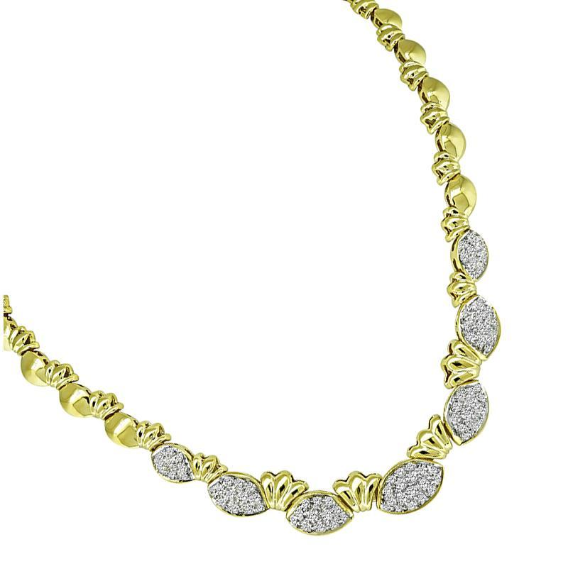 Round Cut 3.35ct Diamond Gold Necklace For Sale