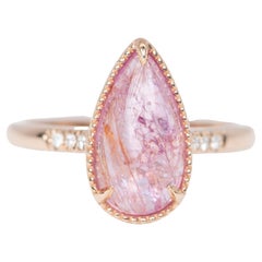 Bague de fiançailles en or rose 14 carats avec topaze impériale de 3,35 carats et diamants, R6198