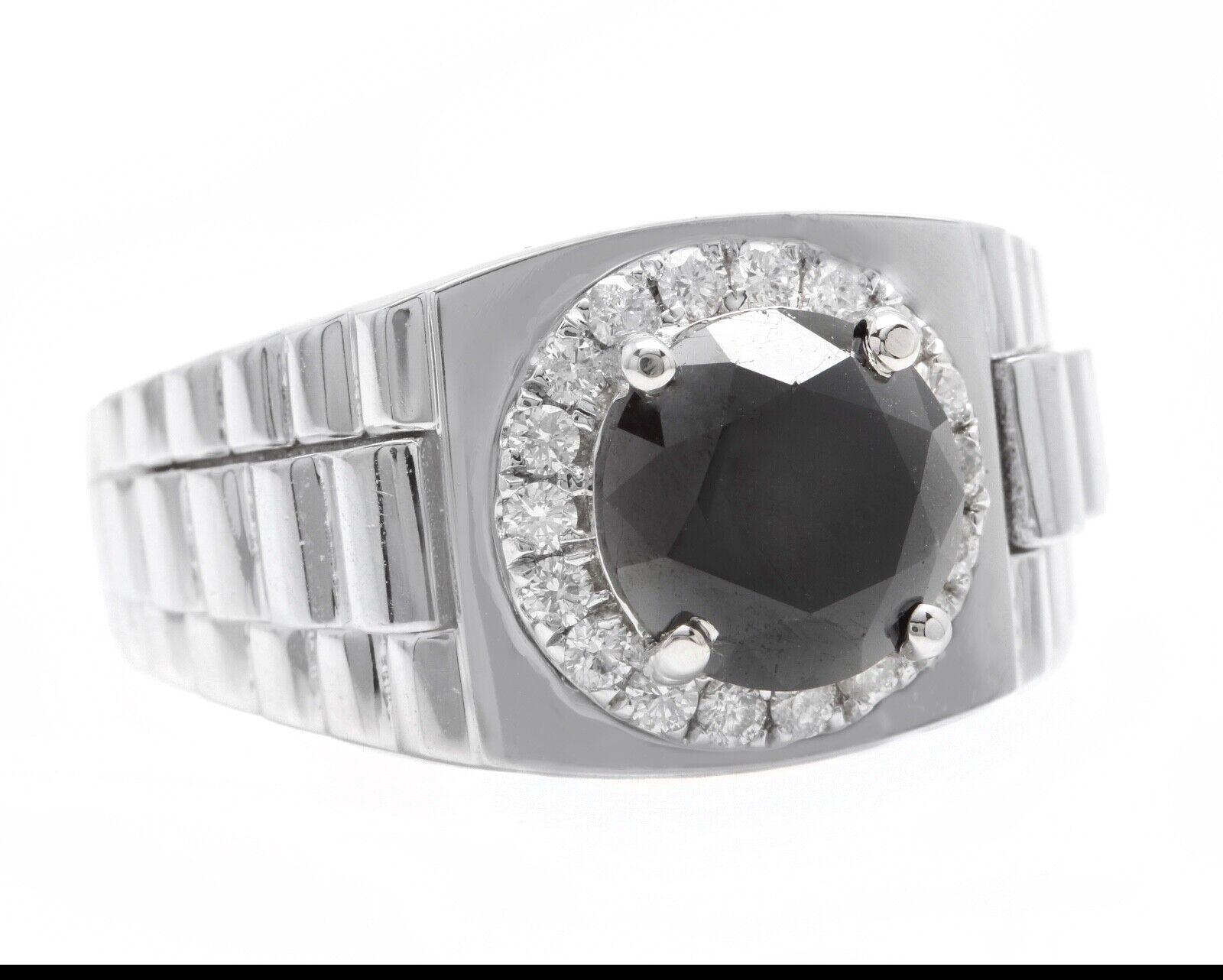3.35Ct Natural Black & White Diamond Men's Ring in 14K Solid White Gold

Amazing looking piece!

Suggested Replacement Value: $8,000.00

Total Natural Round Cut Black Diamond Weight: Approx. 3.00 Carats 

Center Black Diamond Treatment: Heat,