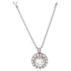 Collana con ciondolo a forma di aureola con diamanti tondi naturali da 3,35 carati in oro bianco 14 carati