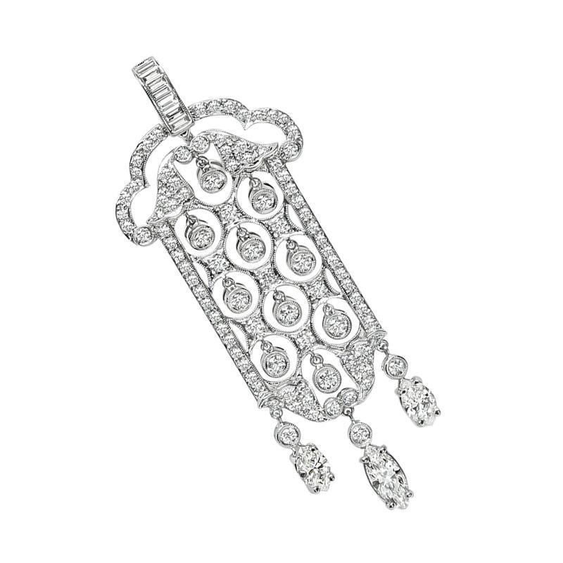 Taille Marquise Pendentif en or orné d'un diamant de 3,35cttw en vente