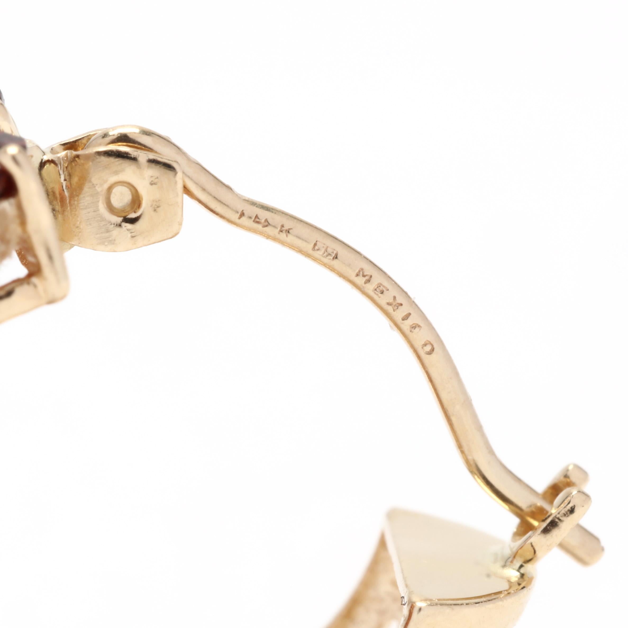3,35ctw Double Row Granat Huggie Hoop Ohrringe, 14K Gelbgold, Länge 1/2 Zoll für Damen oder Herren