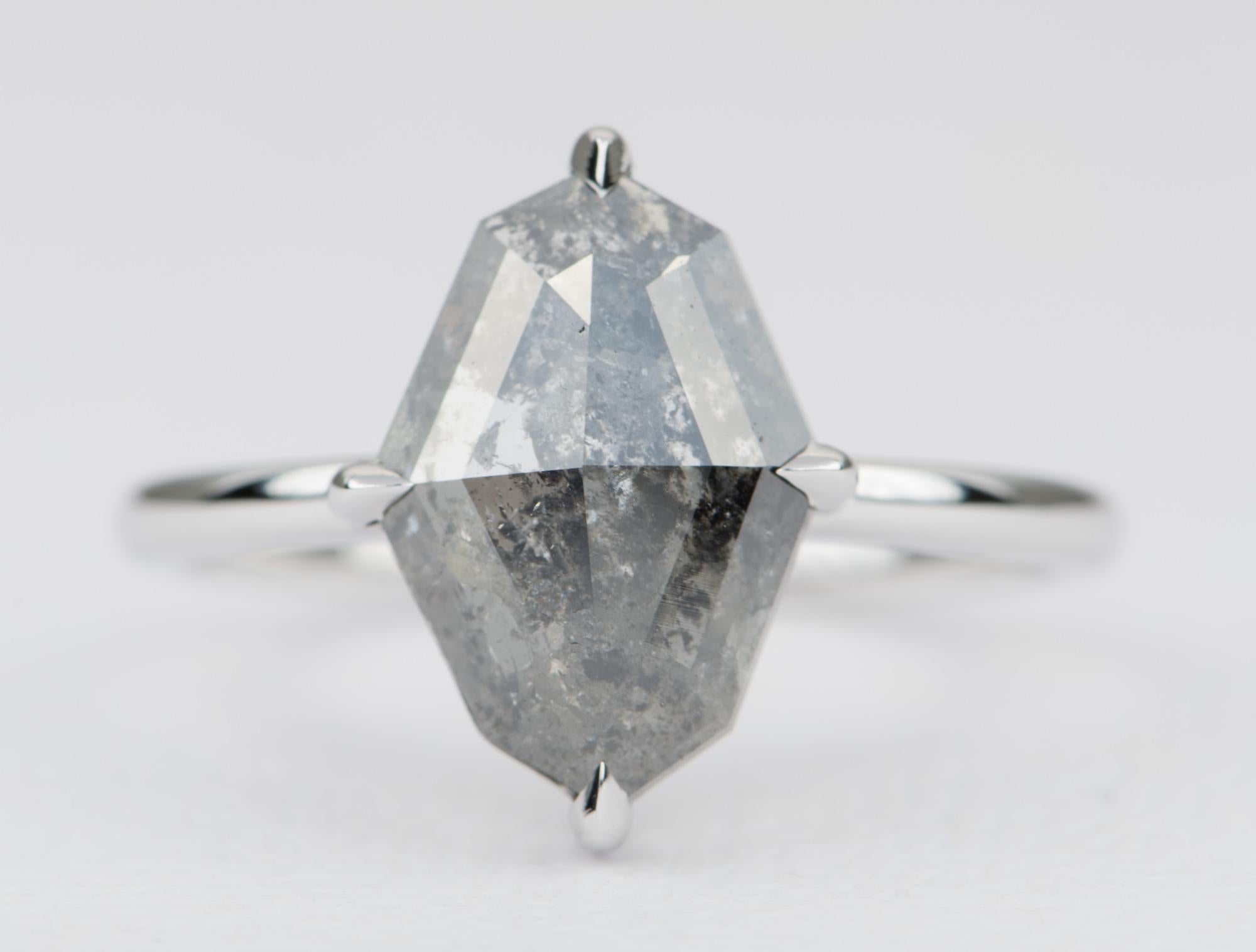 Marquise Cut 3.35 Carat Salt and Pepper Diamond Engagement Ring Set 14 Karat Gold AD2172S