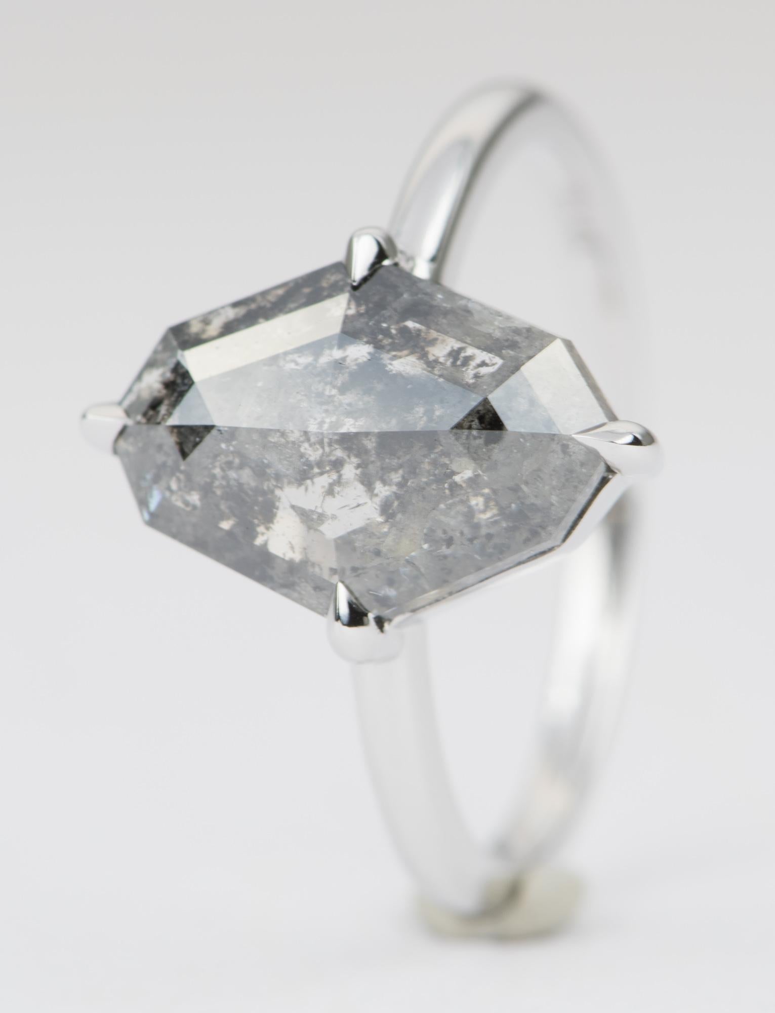 3.35 Carat Salt and Pepper Diamond Engagement Ring Set 14 Karat Gold AD2172S 1