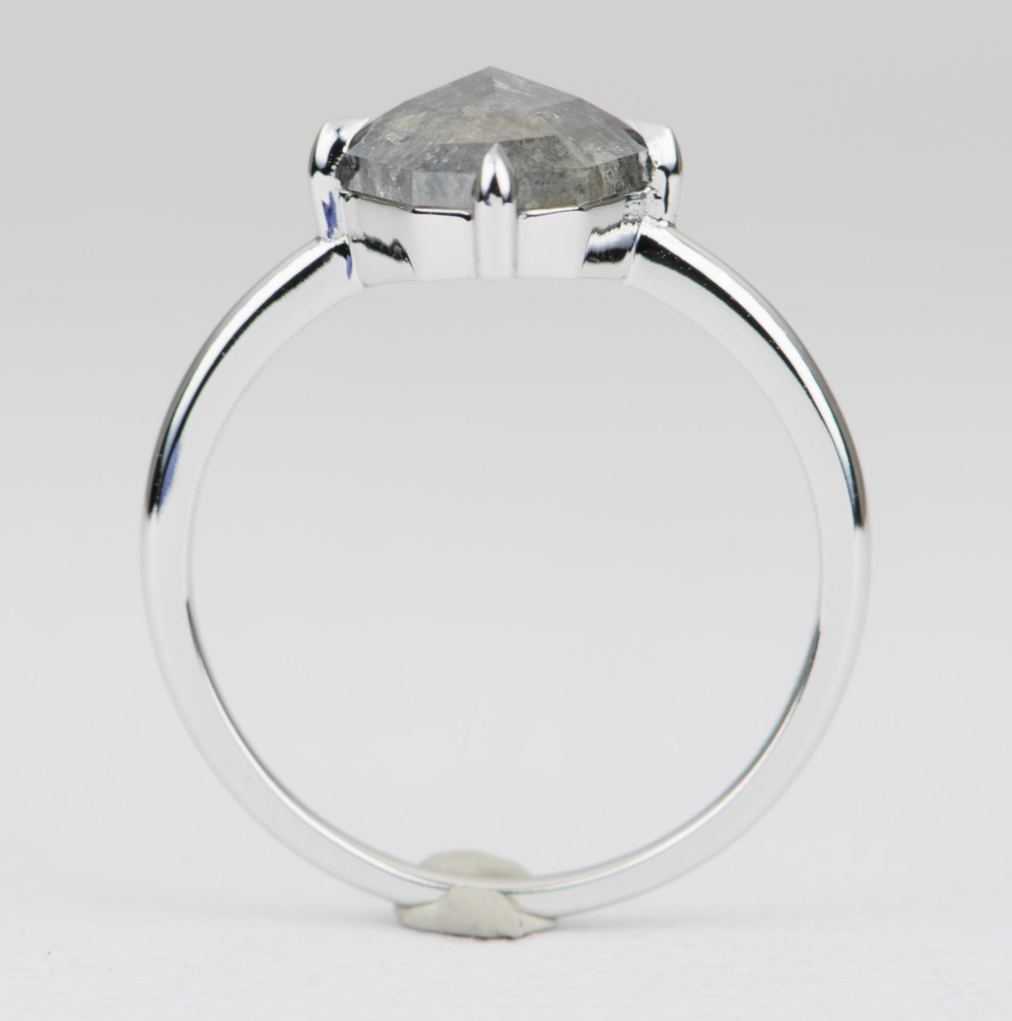 3.35 Carat Salt and Pepper Diamond Engagement Ring Set 14 Karat Gold AD2172S 2
