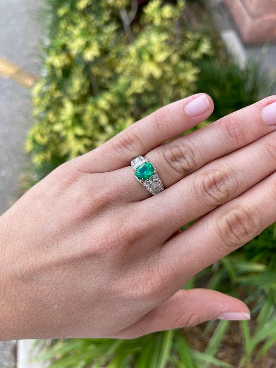 statement emerald diamond ring