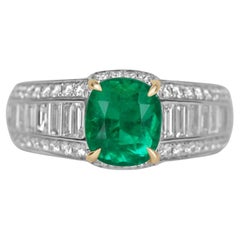 3.35tcw AAA+ Cushion Emerald & Diamond Statement Ring 18K