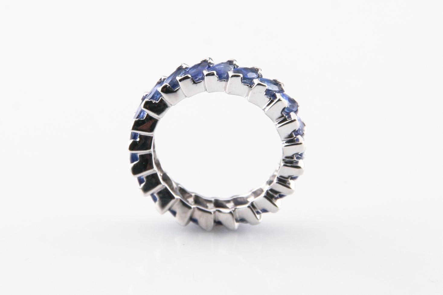 RING SIZE: 6
BAND WIDTH: 5 mm
METAL: Platinum
SAPPHIRE WEIGHT:  3.36 CT.
TOTAL WEIGHT: 7.82 GR.