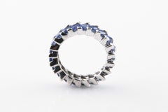 3.36 Carat Blue Sapphire Marquise Cut Platinum Eternity Band