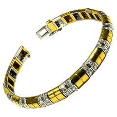 3.36 Carat Diamond Yellow and Withe Gold Link Bracelet
