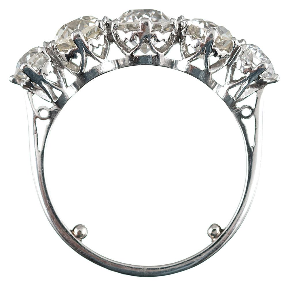 Women's 3.36 Carat Five-Stone Old European Cut Diamond Ring
