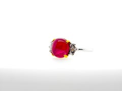 3.36 Carat GIA Certified Unheated Burmese "Mogok" Ruby and White Diamond Ring