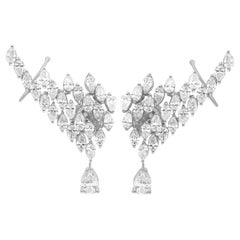 3.36 Carat Marquise 
Pear Diamond Ear Cuff Earrings 14 Karat White Gold Jewelry