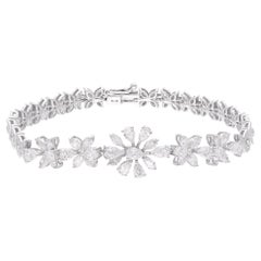 3.36 Carat Marquise & Pear Diamond Flower Charm Bracelet 18 Karat White Gold