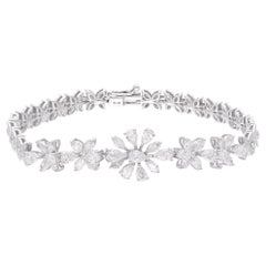 3,36 Karat Marquise & Birnen-Diamant-Blumen-Charm-Armband aus 18 Karat Weißgold