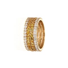 Anillo de oro amarillo de 14 quilates con zafiro amarillo natural de 3,36 quilates y diamante blanco