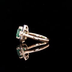3.36ct Emerald Diamond Ring by Designer Colour Diam, 18kt White Gold