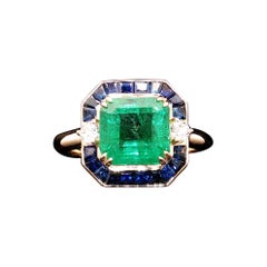 3,36 Karat Natürlicher YG Farbe Smaragd Diamant Ring