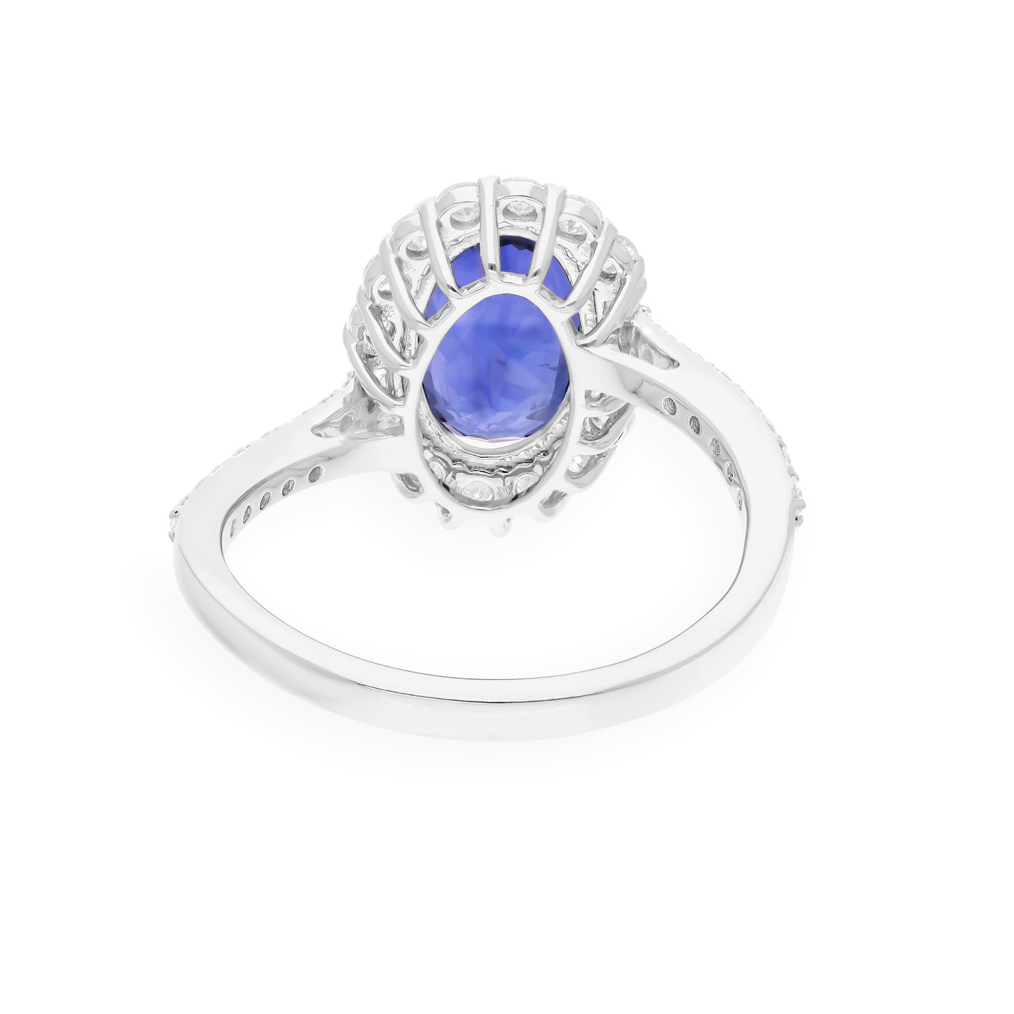 Cast from 14-karat gold, these exquisite ring is handset with 3.36 carats blue sapphire and 0.60 carats of sparkling diamonds.

FOLLOW SPECTRUM JEWELS storefront to view the latest collection & exclusive pieces. Spectrum Jewels is proudly rated as a