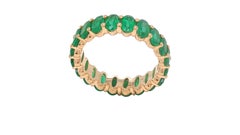 3.36 Carat Oval Emerald Eternity Ring in 14K Yellow Gold