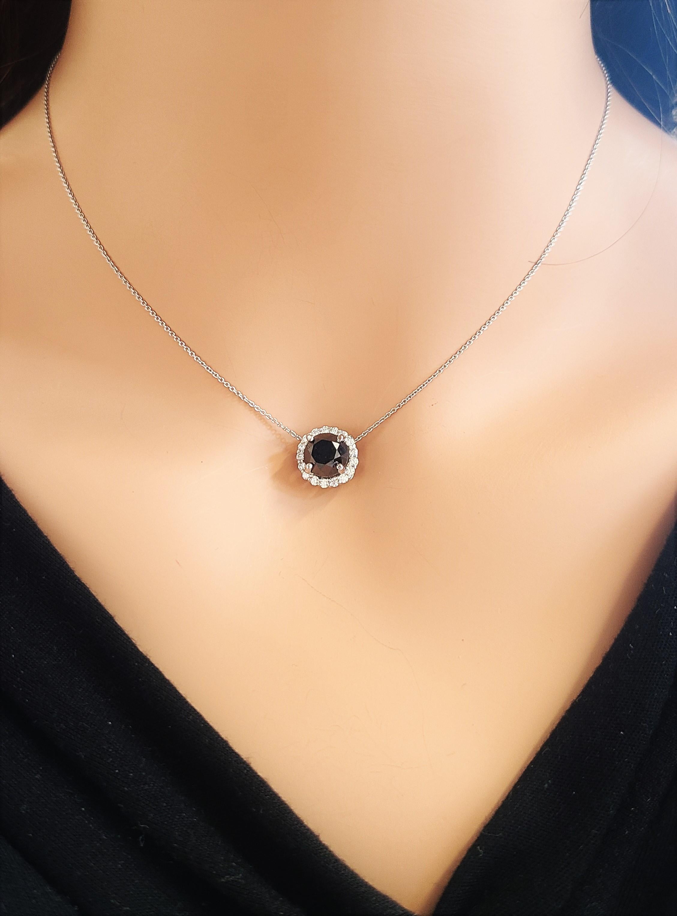 3.36 Carat Round Black Diamond Halo 