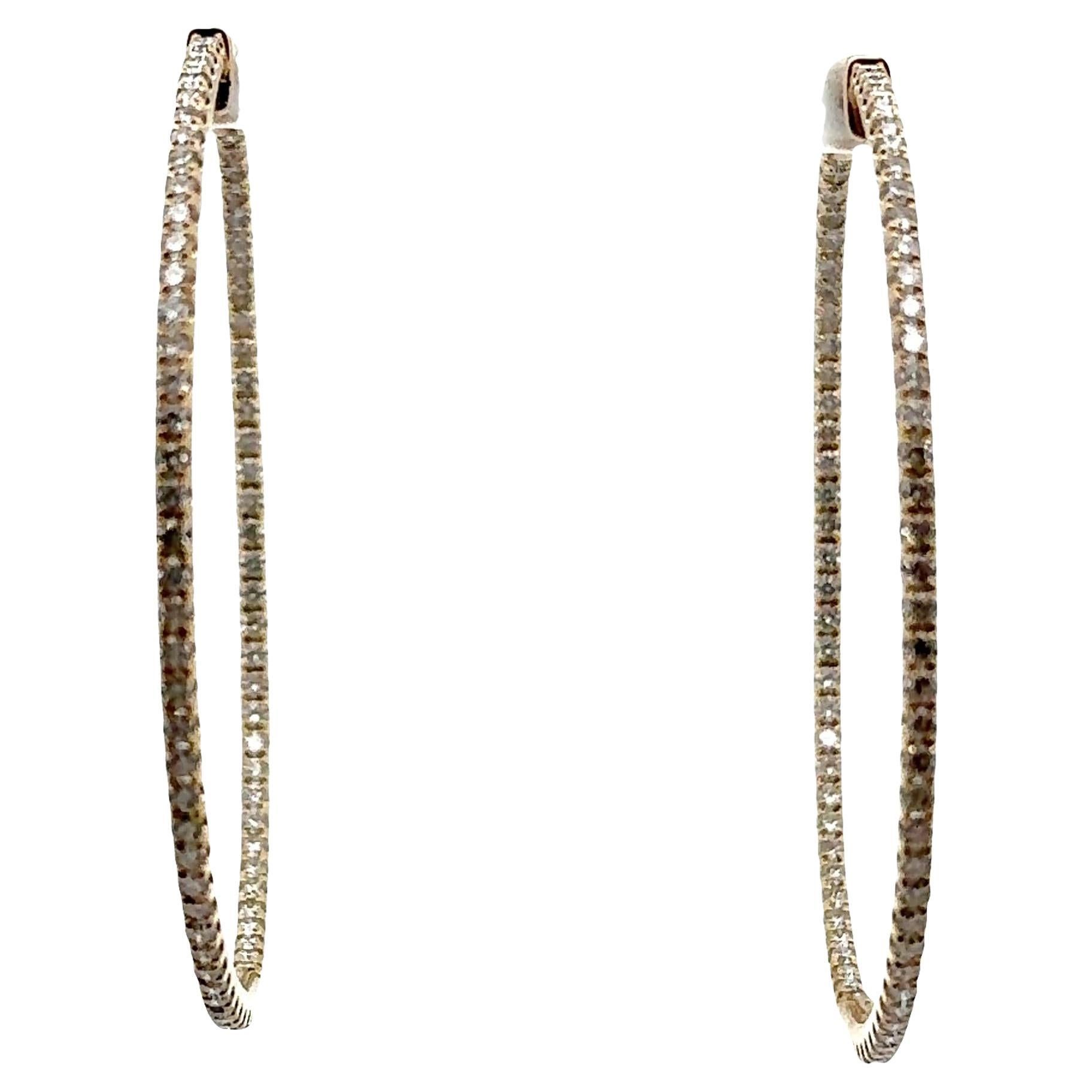 3.36 Carats Diamond Inside-out Hoop Earrings For Sale