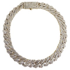 3.36 Carats Natural Diamond Cuban Bracelet 10 Karat Yellow Gold