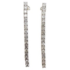 3.36 Carats Natural Diamonds Tennis Drop Earrings 14 Karat White Gold