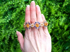 33.63 Carat Yellow and Blue Sapphire 8.50 Carat Diamond 18k Yellow Gold Bracelet