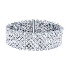 33,68 Karat Gesamtgewicht Diamant, G-H SI-SI2, Mesh-Armband, 18 Karat Weißgold