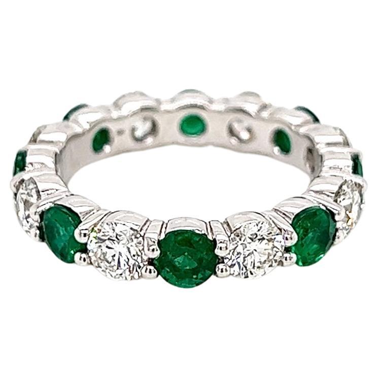 3.36 Total Carat Green Emerald and Diamond Ladies Ring For Sale
