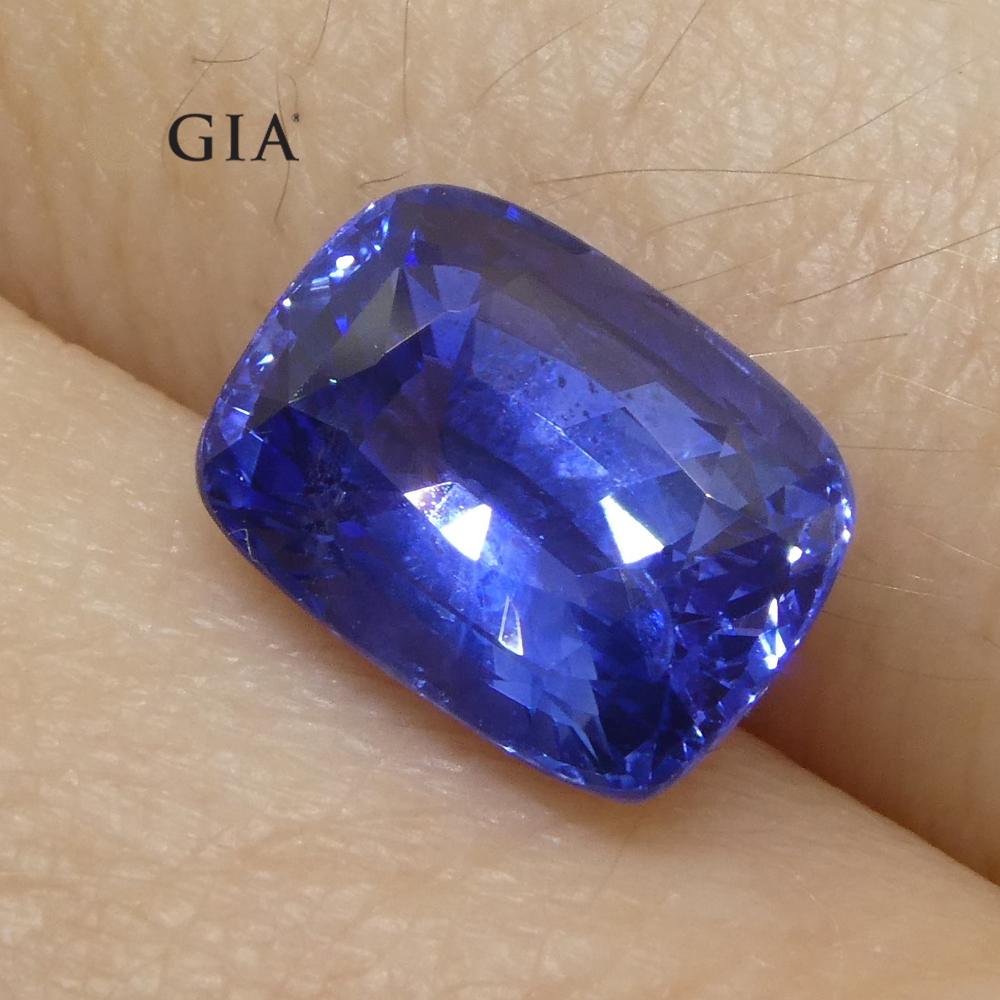 3.36ct Cushion Blue Sapphire GIA Certified Sri Lanka For Sale 1
