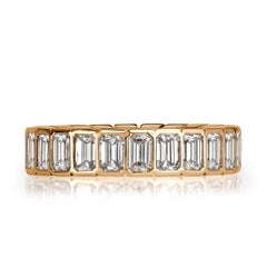 3.36ct Emerald Cut Diamond Eternity Band in 18k Champagne Yellow Gold