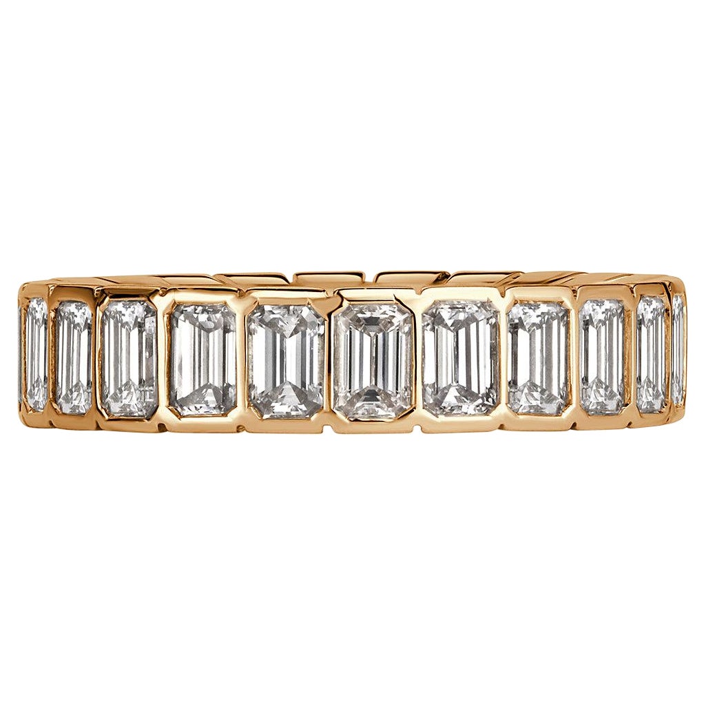 3.36ct Emerald Cut Diamond Eternity Band in 18k Champagne Yellow Gold