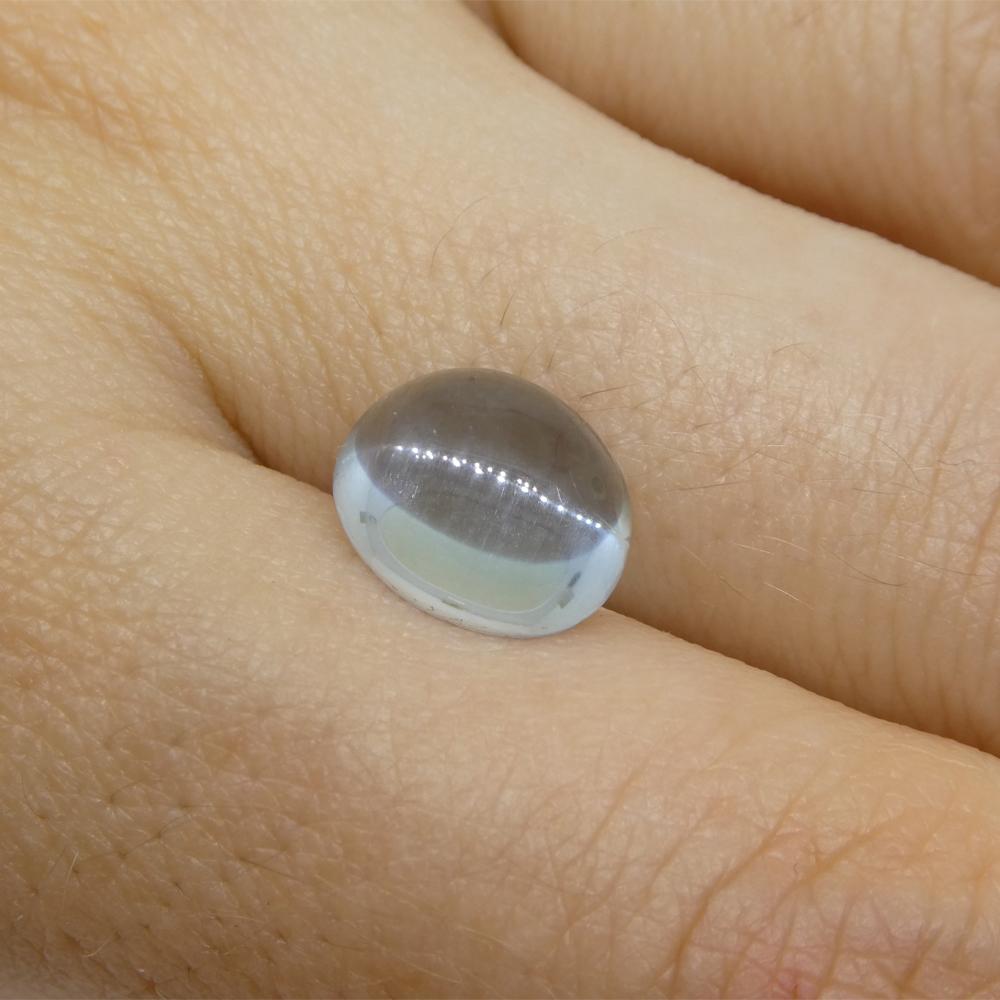 Description:

Gem Type: Aquamarine
Number of Stones: 1
Weight: 3.36 cts
Measurements: 10 x 8.15 x 5.58 mm
Shape: Oval Cabochon
Cutting Style Crown:
Cutting Style Pavilion:
Transparency: Transparent
Clarity: Very Slightly Included: Eye Clean - Very