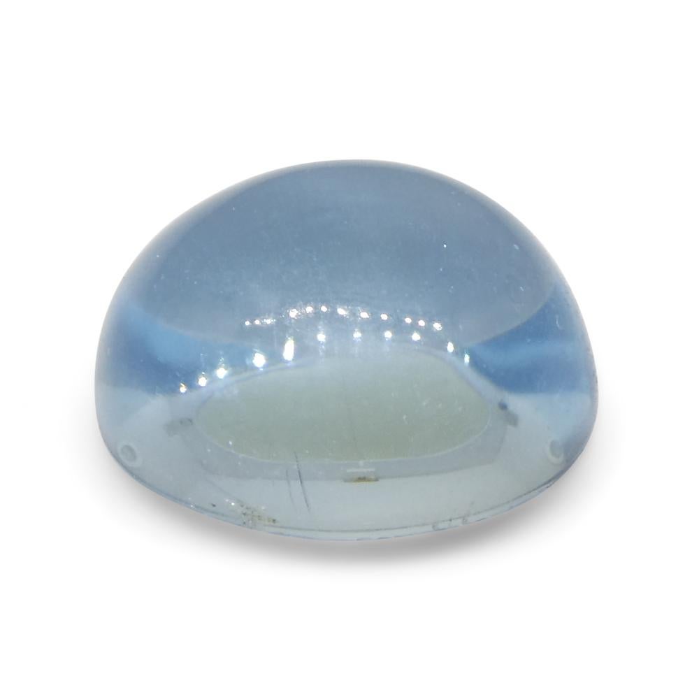 Women's or Men's 3.36ct Oval Cabochon Blue Aquamarine from Brazil For Sale