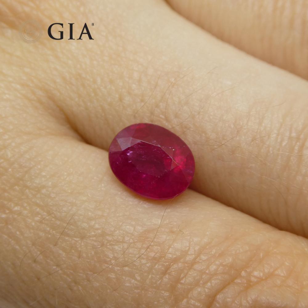 Taille ovale Rubis rouge ovale de 3,36 carats certifié GIA du Mozambique en vente