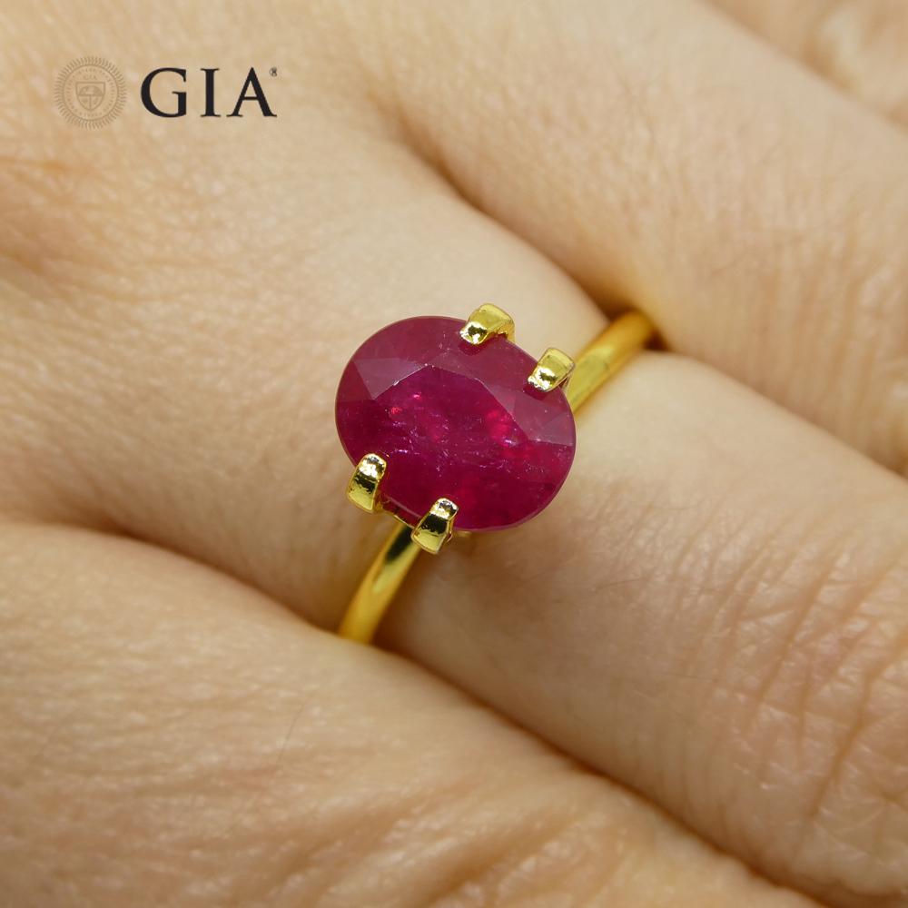 This is a stunning GIA Certified Ruby 

The GIA report reads as follows:

GIA Report Number: 2215962480
Shape: Oval
Cutting Style: 
Cutting Style: Crown: Brilliant Cut
Cutting Style: Pavilion: Step Cut
Transparency: Transparent
Color: