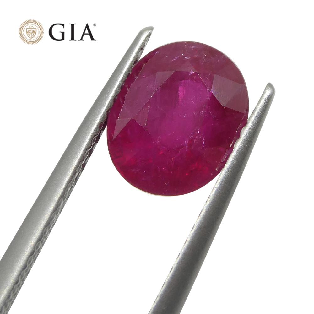 3.36ct Oval Red Ruby GIA Certified Mozambique In New Condition For Sale In Toronto, Ontario