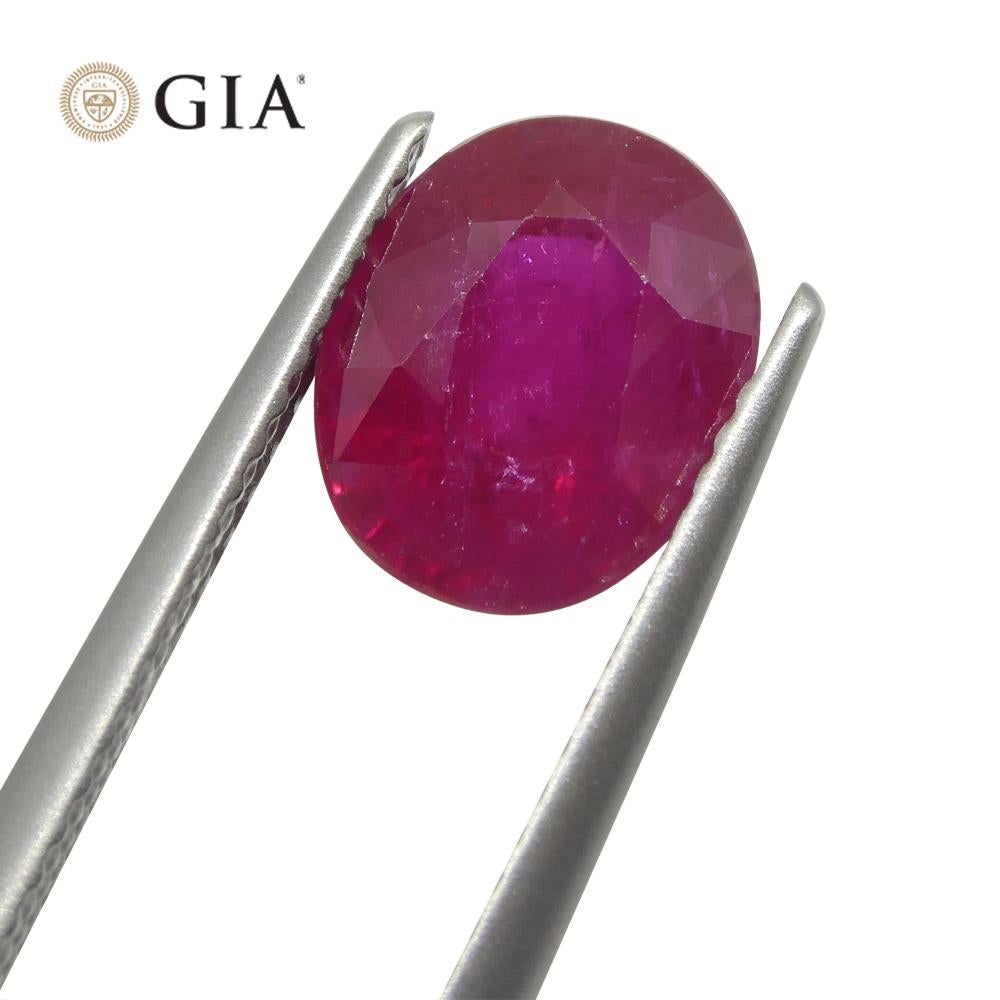 Women's or Men's 3.36ct Oval Red Ruby GIA Certified Mozambique For Sale