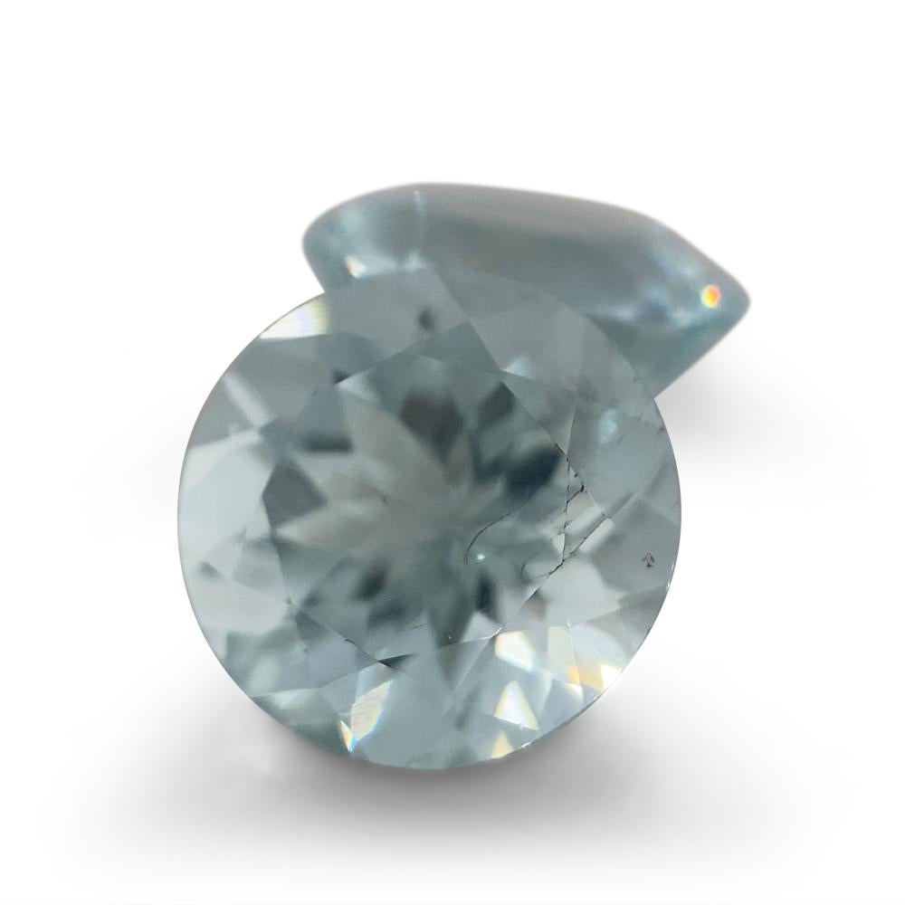 3.36ct Round Aquamarine Pair For Sale 3