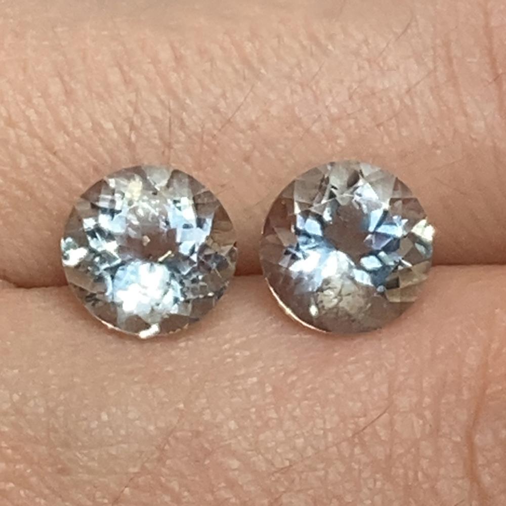 3.36ct Round Aquamarine Pair For Sale 6