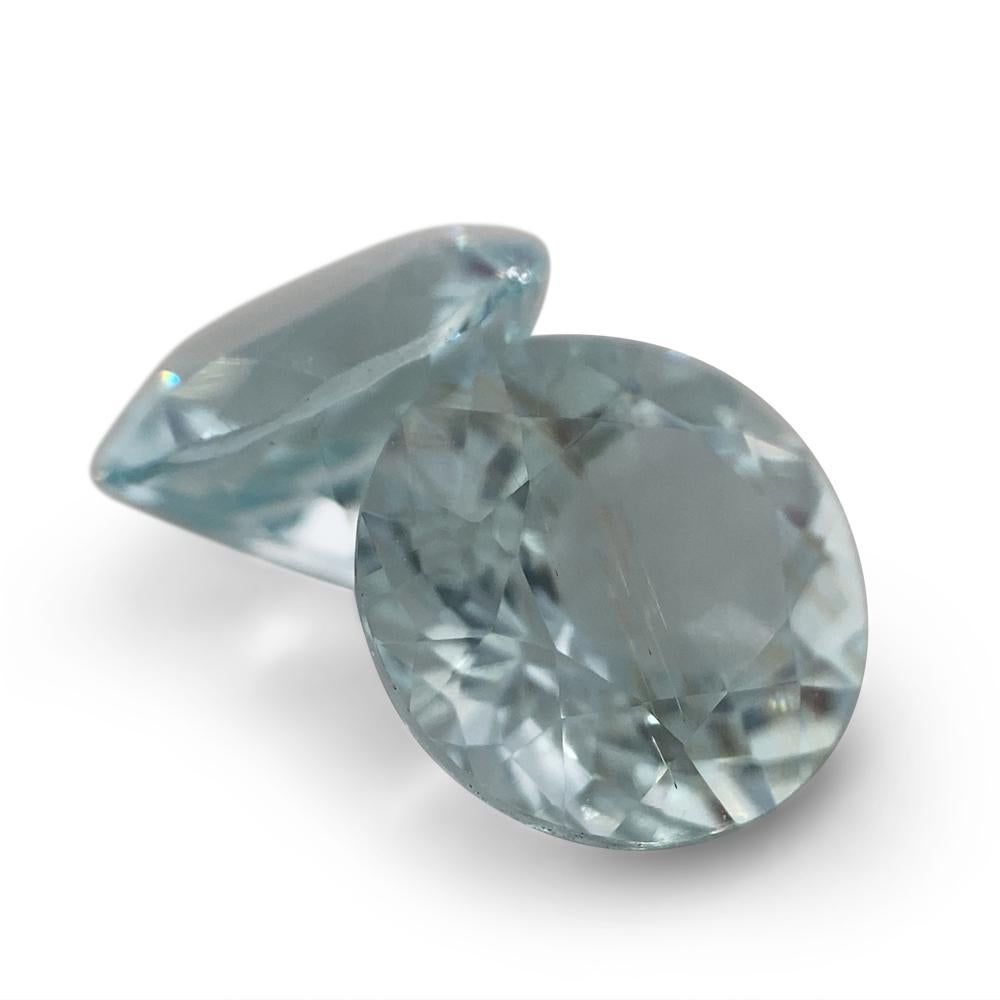 Brilliant Cut 3.36ct Round Aquamarine Pair For Sale